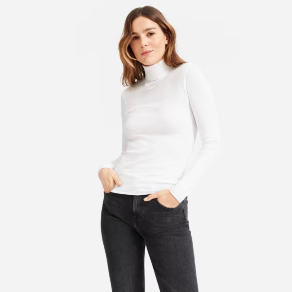 Everlane Pima white cotton turtleneck